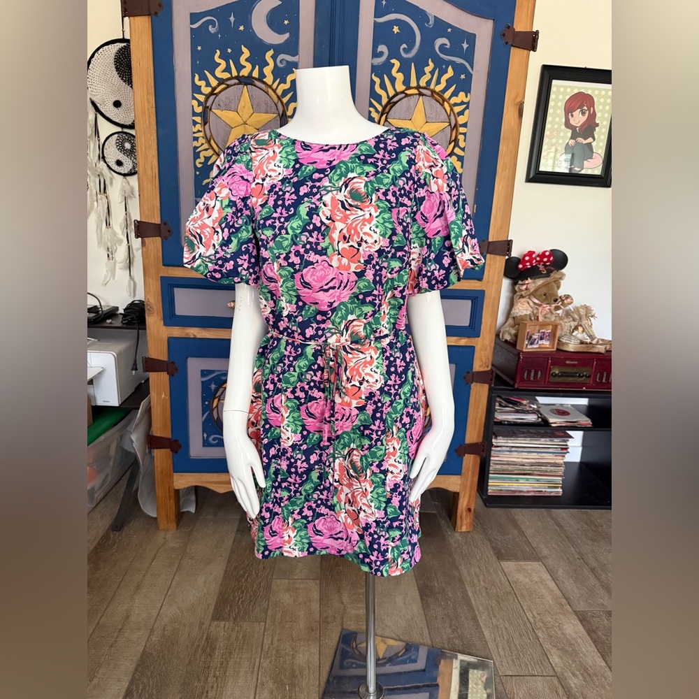 MELLODAY Floral Mini Dress in Pink and Green